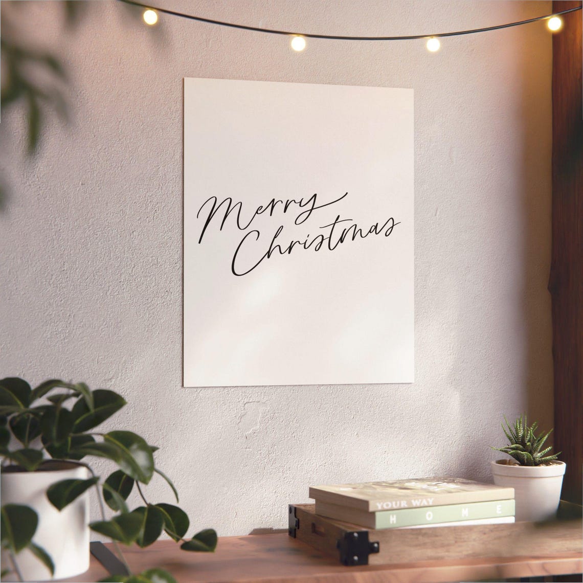 Merry Christmas Simple Black Script On White Minimalist Poster