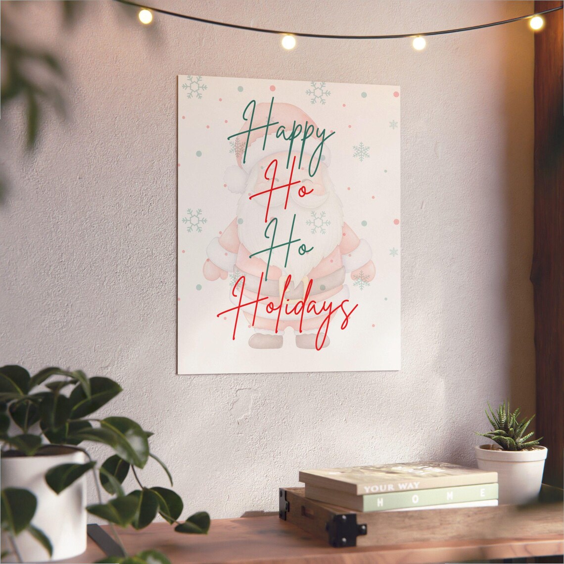 Happy Ho Ho Holidays Watercolor Santa Claus Christmas Poster