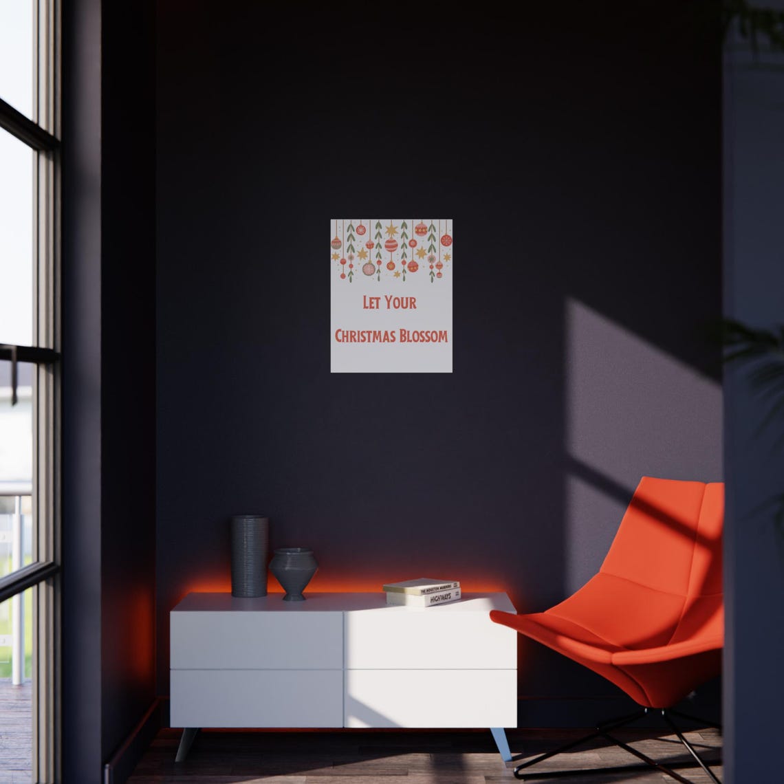 Let Your Christmas Blossom Red Lettering With Hanging Ornaments Poster - Image 2
