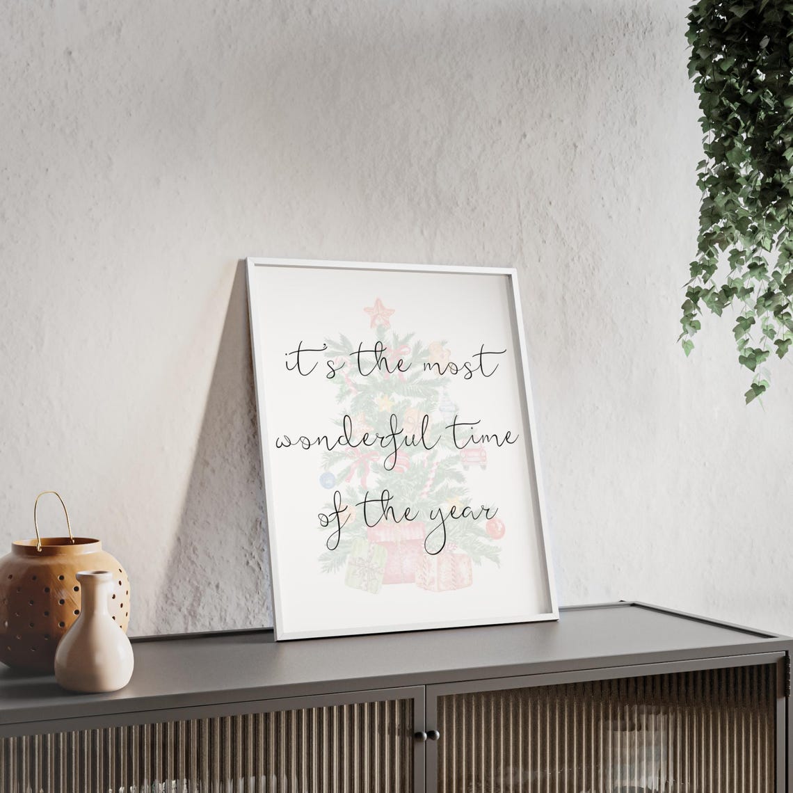 Most Wonderful Time Of The Year Pastel Tree Script Holiday Poster