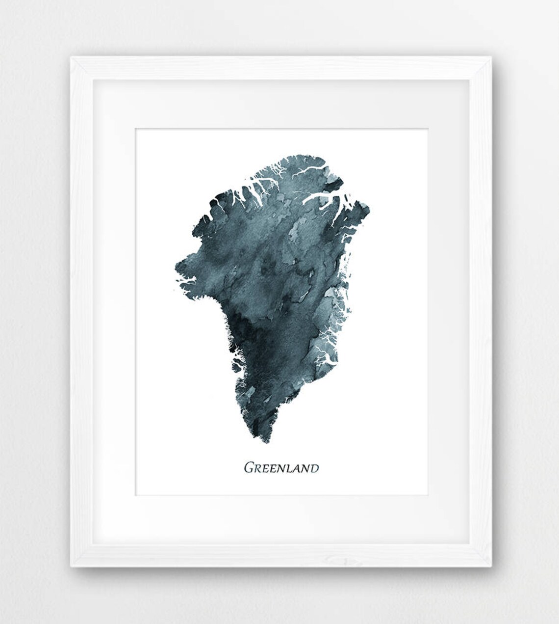 Greenland Watercolor Map, Modern Home Decor