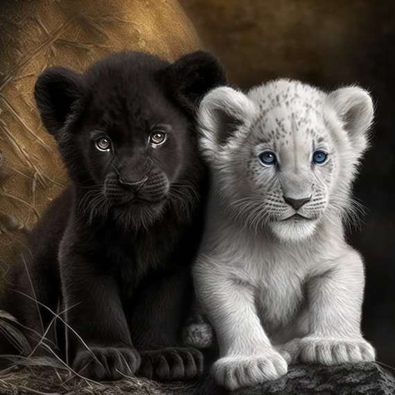 Lion Cubs Fantasy Art Poster