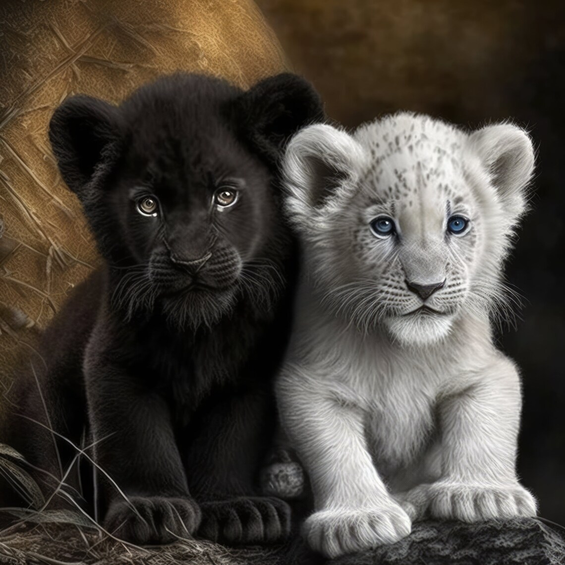 Lion Cubs Fantasy Art Poster