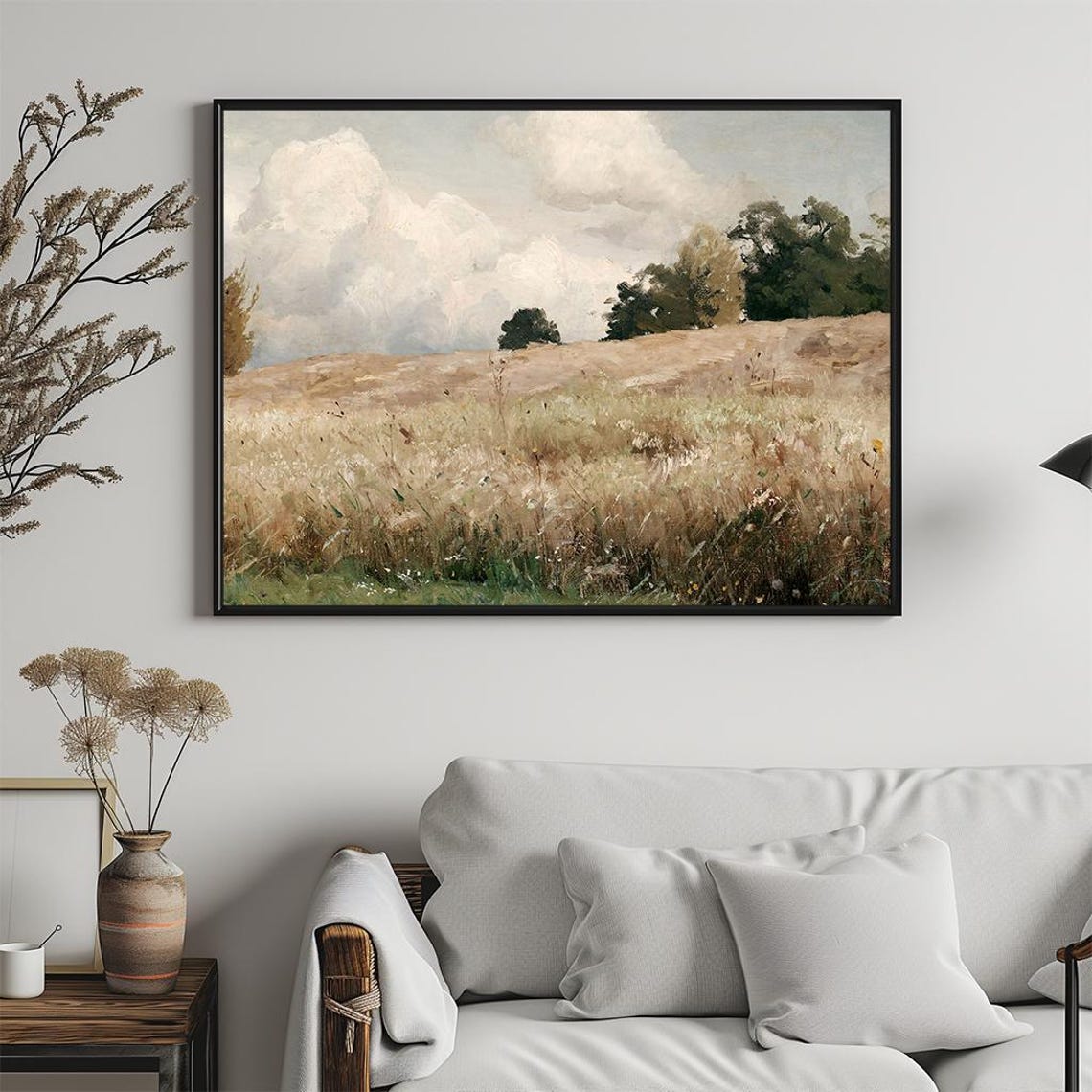 Rolling Wheat Field Big Clouds Vintage Countryside Oil Painting Poster - Image 5