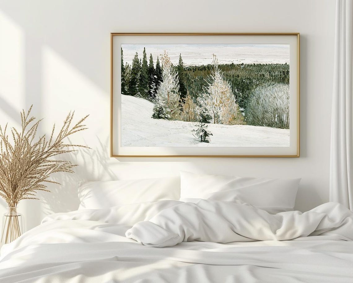 Winter Forest Snowy Pine Trees Impressionist Landscape Painting Poster - Image 2