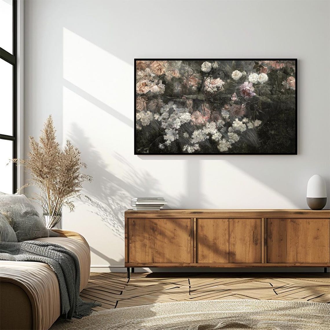 Moody Dark Roses Vintage Floral Oil Painting Botanical Poster - Image 4