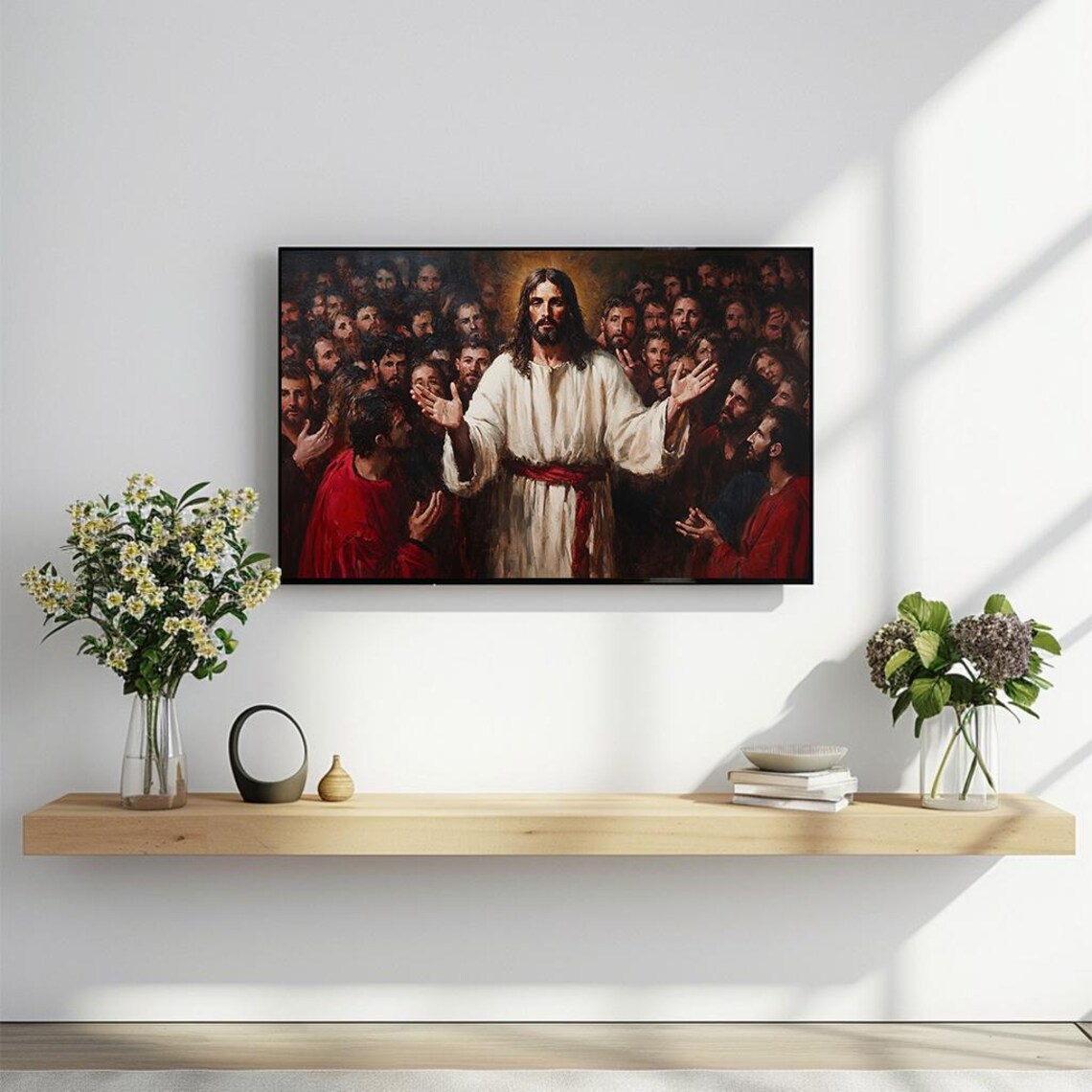 Jesus Christ Preaching to the Multitude Classical Religious Painting Poster - Image 2