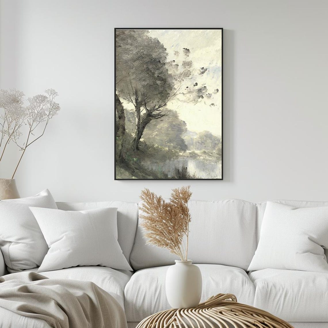Misty Riverside Trees Vintage Soft Impressionist Landscape Poster - Image 5