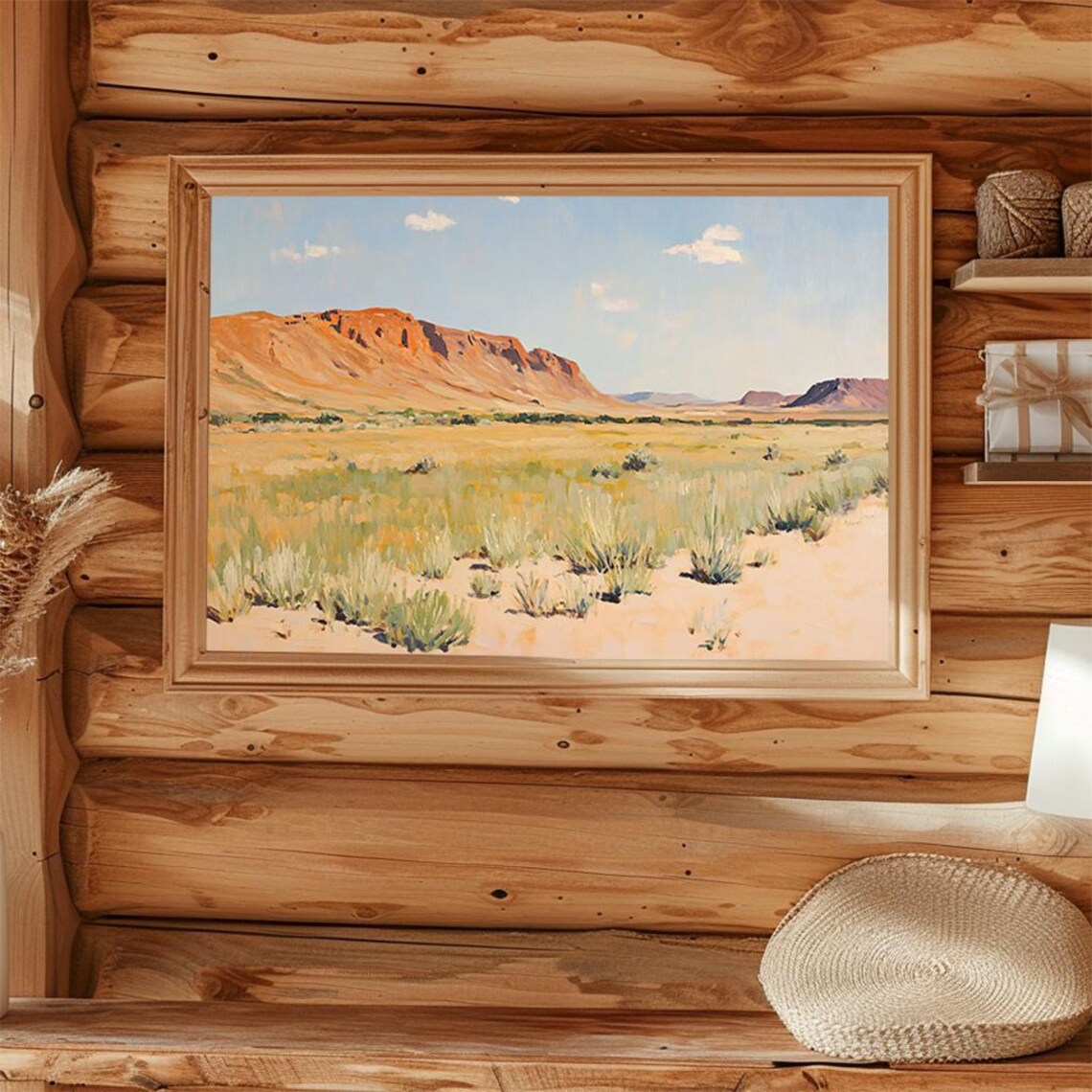 Southwest Desert Red Rock Mesa Golden Plains Painting Poster - Image 4