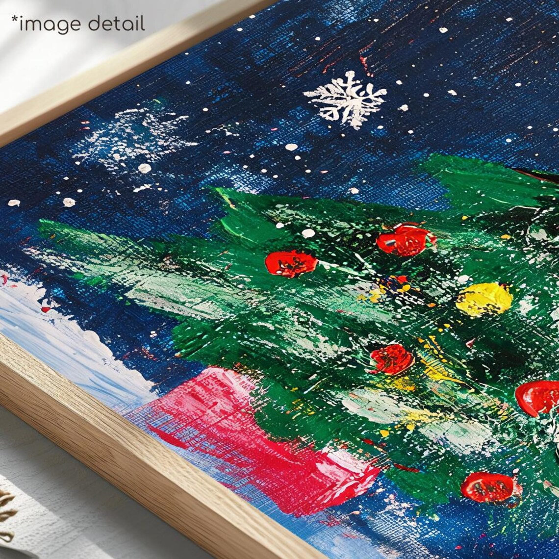 Christmas Tree Painting Starry Night Holiday Wall Art Festive Winter Decor Whimsical Artwork Instant Ls - Image 4