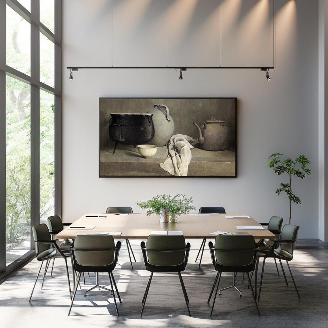 Rustic Kitchen Still Life Kettle Jug Vintage Oil Painting Poster - Image 3