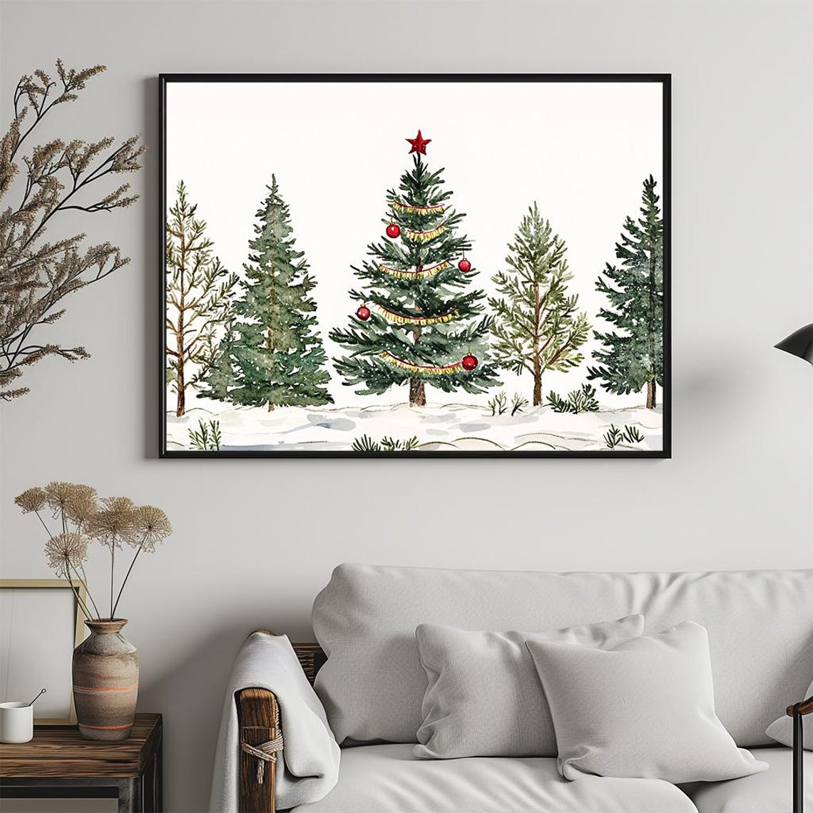 Christmas Tree Watercolor Festive Holiday Decor Snowy Pines Poster - Image 5