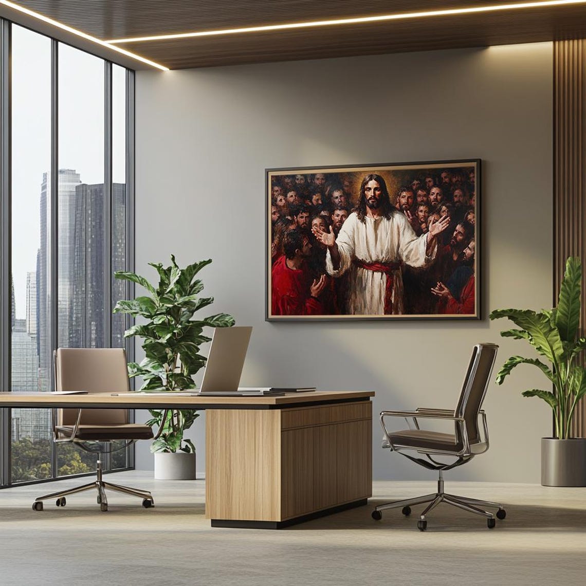 Jesus Christ Teaching the Multitude Dramatic Biblical Painting Poster - Image 3