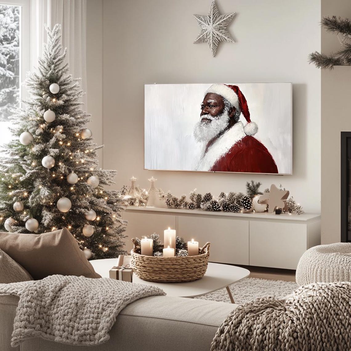 Santa Claus Profile Portrait Oil Painting Classic Elegant Poster - Image 5