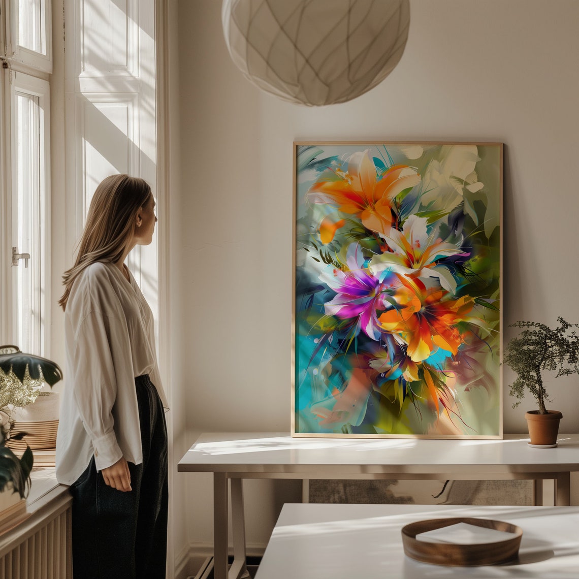 Abstract Floral Lily Bouquet Vibrant Expressive Painting Poster - Image 6