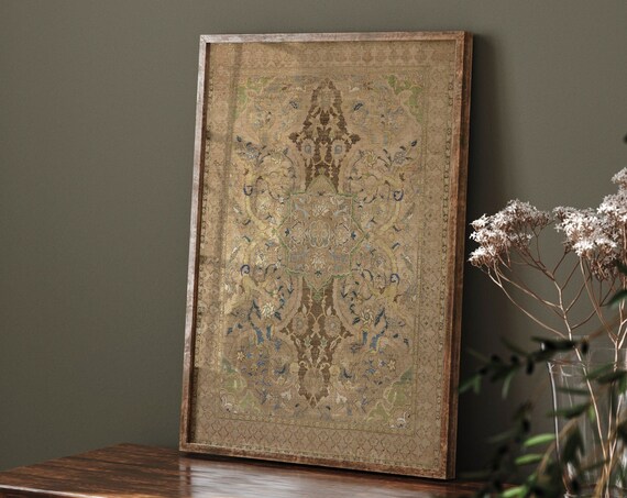 Vintage Textile Tapestry Print, Farmhouse Decor