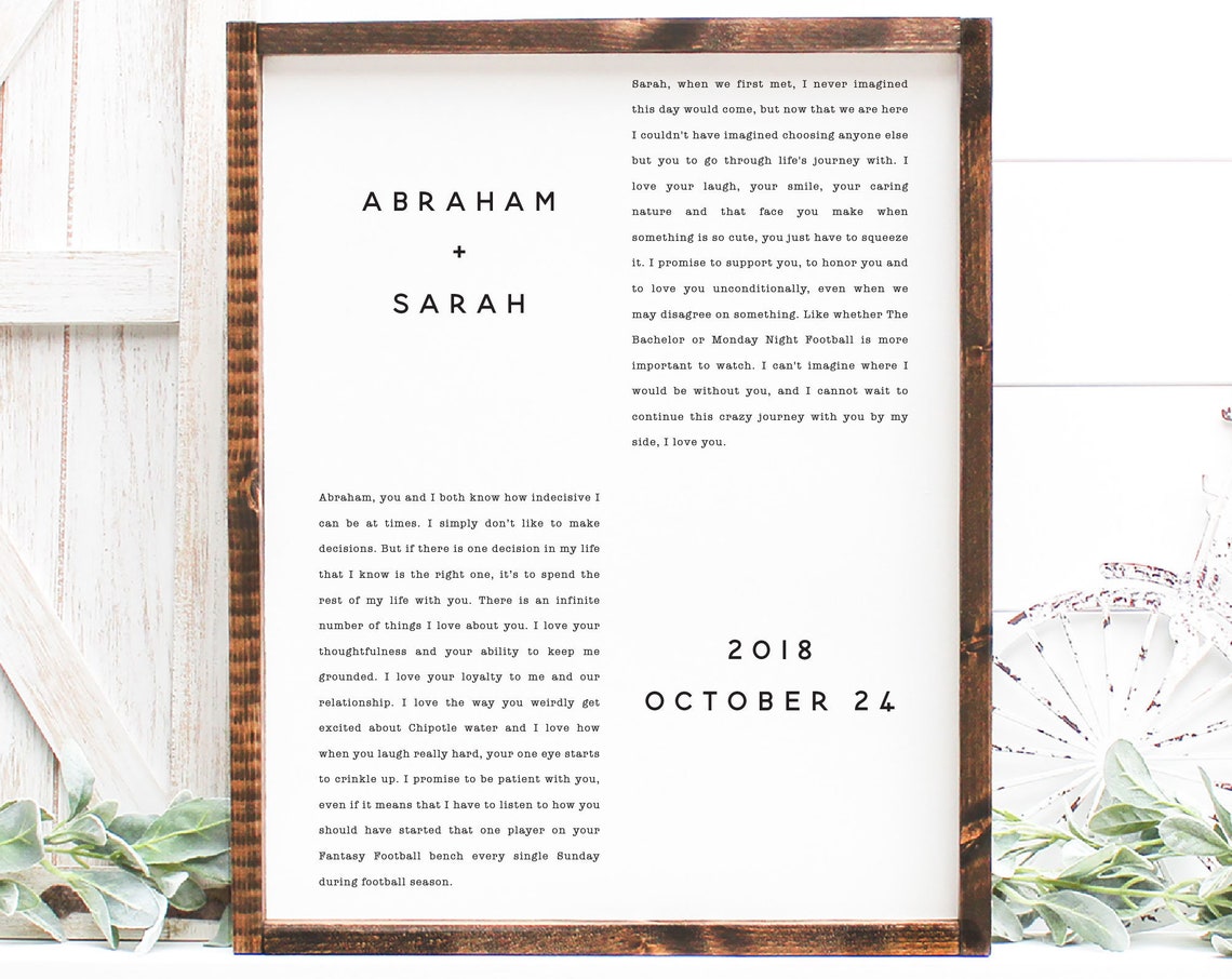 Personalized Wedding Vows Letter Framed Anniversary Gift Poster - Image 3