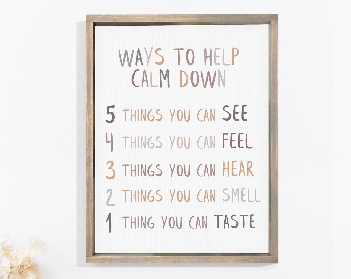 Ways to Help Calm Down 5-4-3-2-1 Grounding Technique Kids Poster
