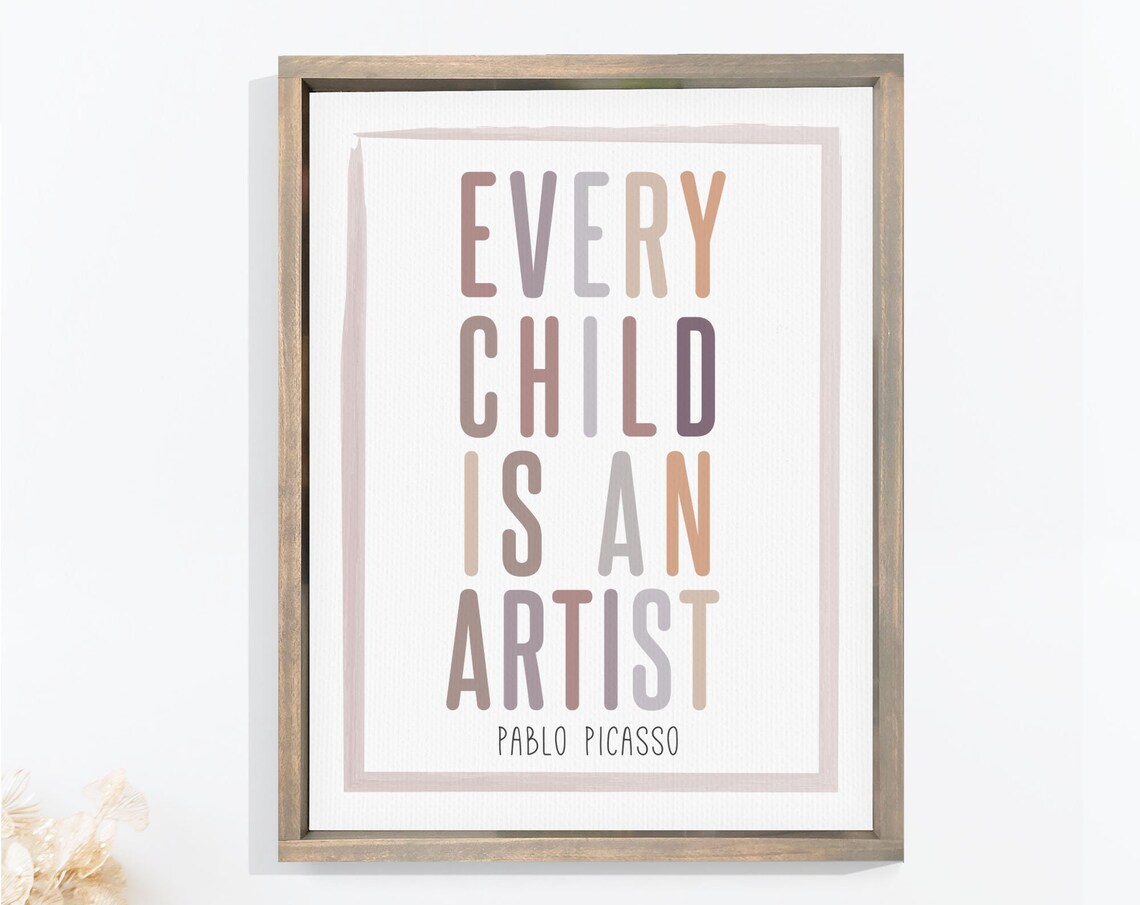 Pablo Picasso "Every Child Is an Artist" Colorful Quote Poster