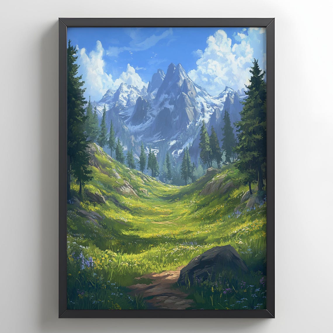 Fantasy Landscape Print Mountain Wall Art Poster Nature Decor Forest Gift For Him Lover
