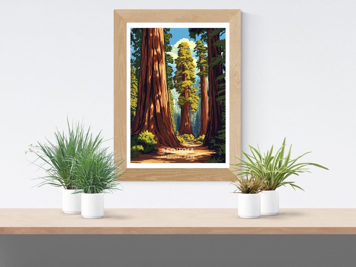 Sequoia Giant Sequoia Trees Sunlit Forest Trail National Park Poster - Image 2