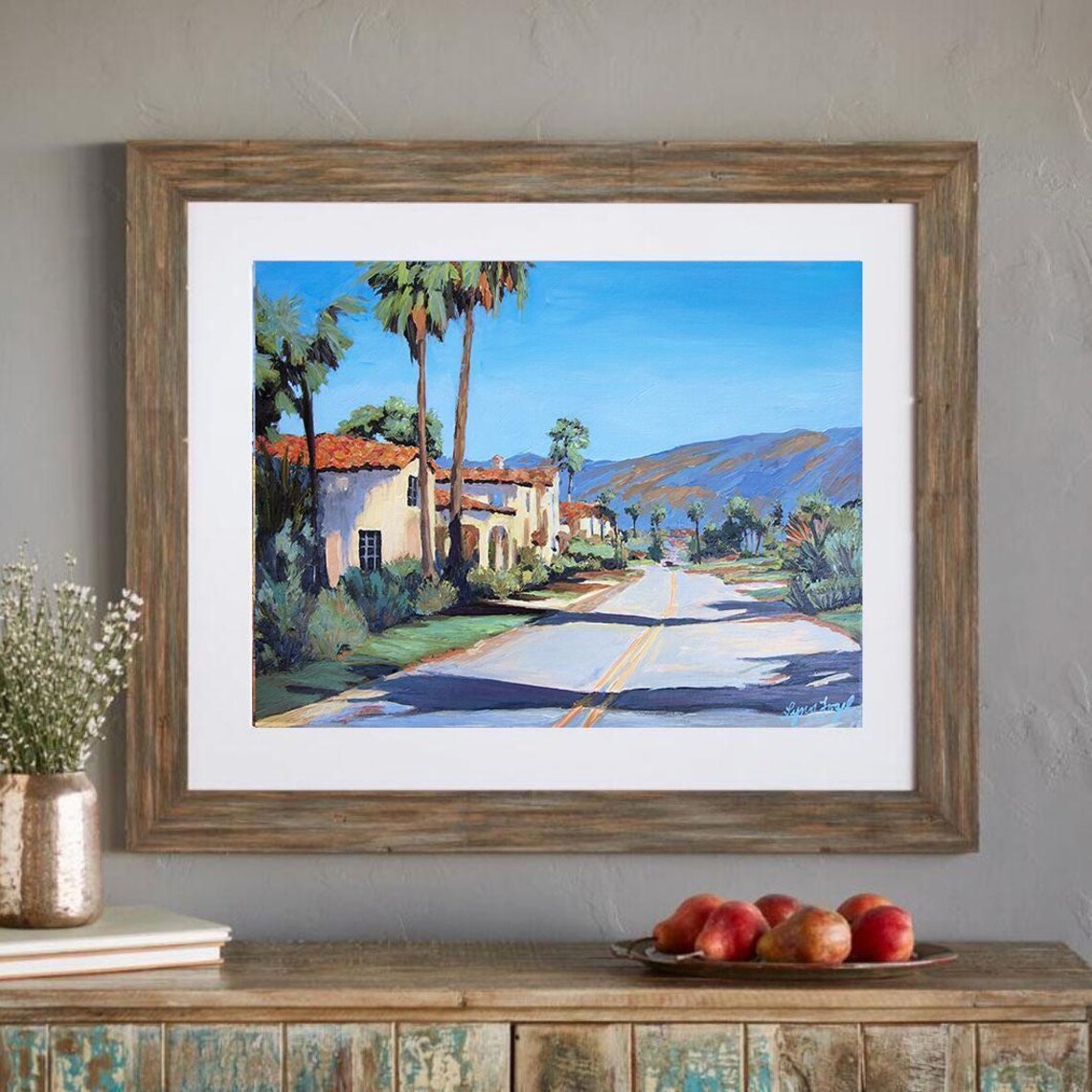 Santa Barbara Spanish Colonial Street Palms Architecture Poster - Image 4