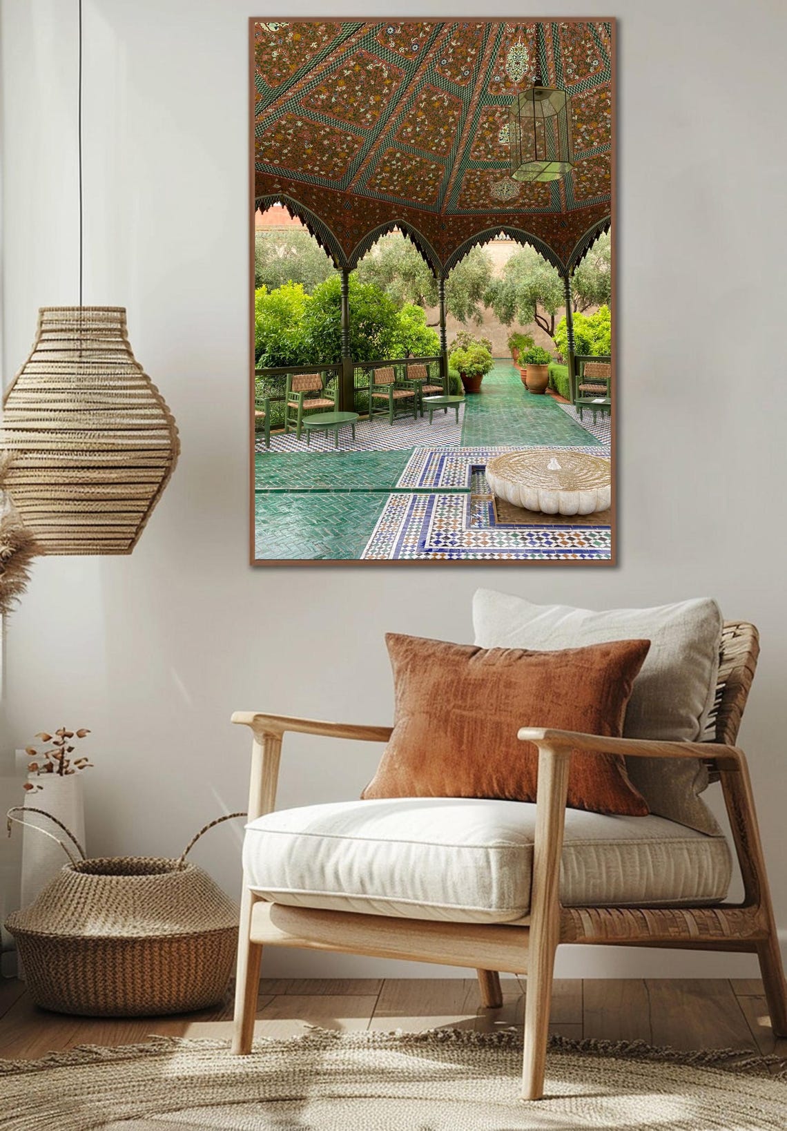 Moroccan Courtyard Tiled Pavilion Garden Fountain Travel Photo Poster - Image 3
