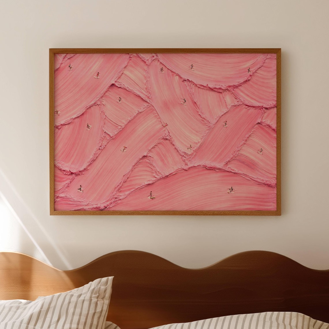 Minimalist Abstract Tiny Surfers Art Print