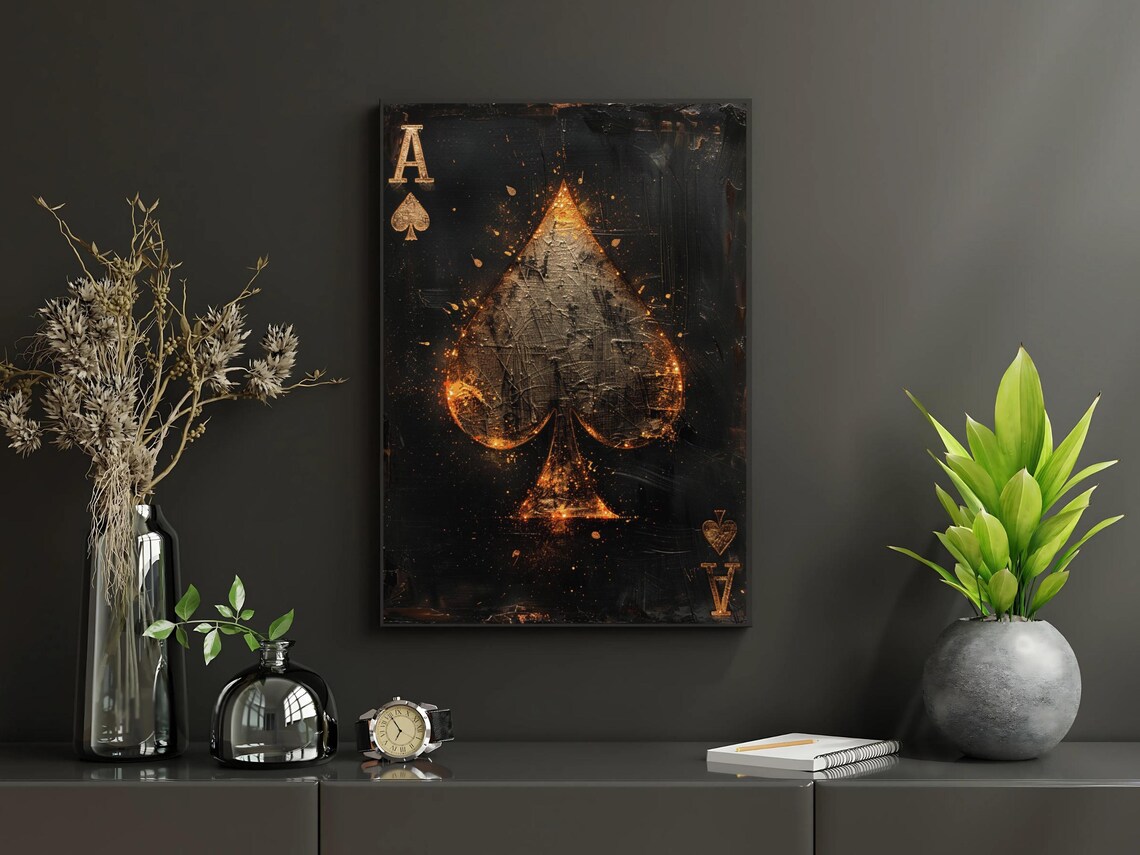 Man Cave Wall Art, Bar Poker Gift For Him