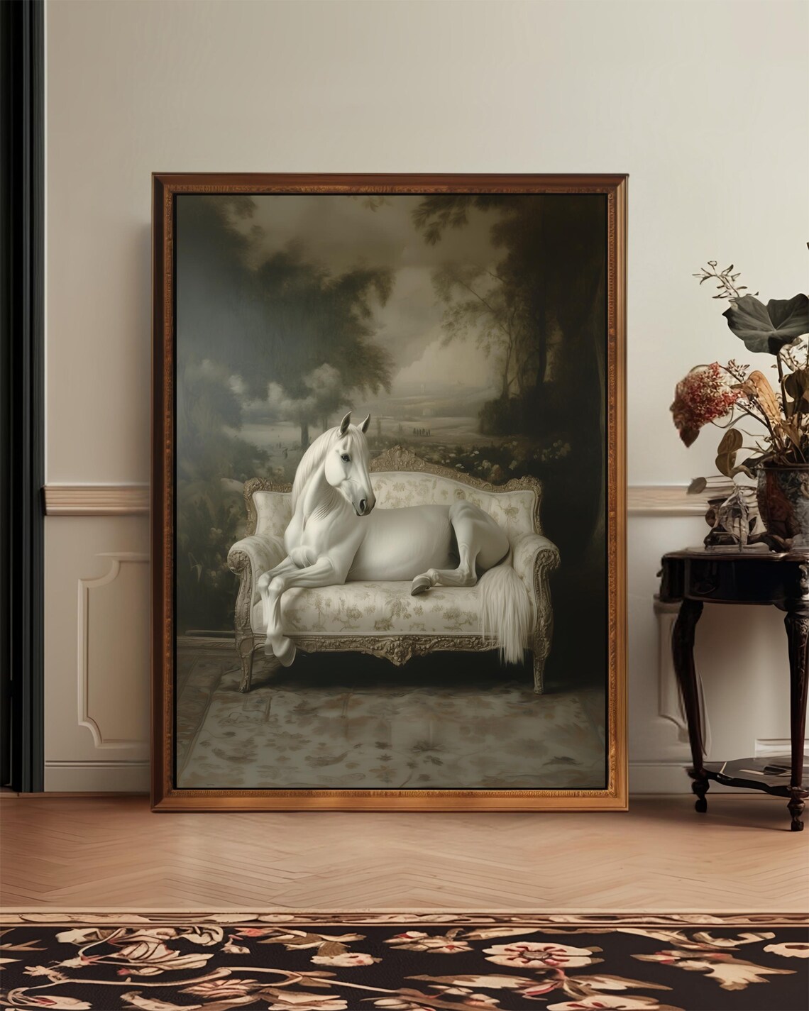 Surreal Horse Portrait, Gothic Vintage Art Print