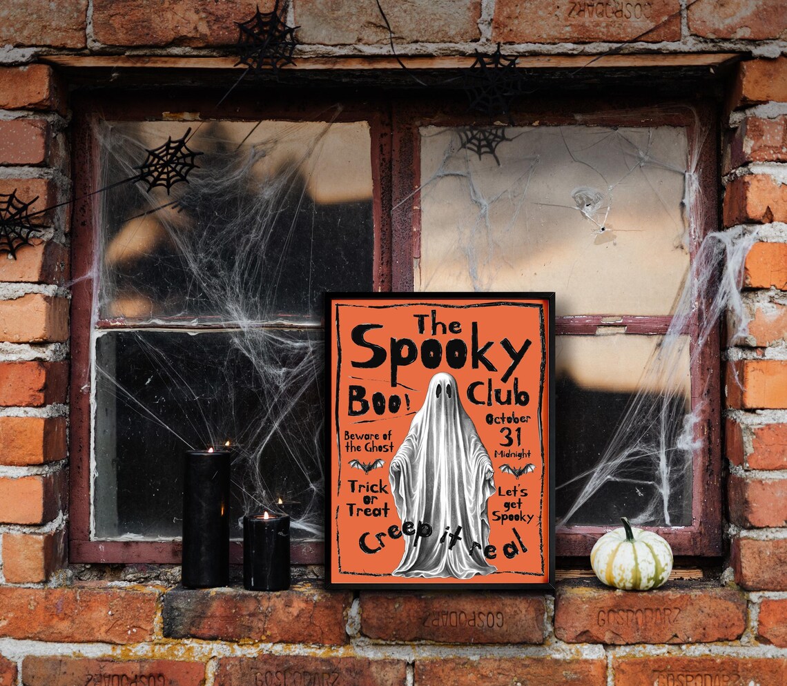 The Spooky Club Ghost Boo Trick Or Treat Halloween Night Poster - Image 4