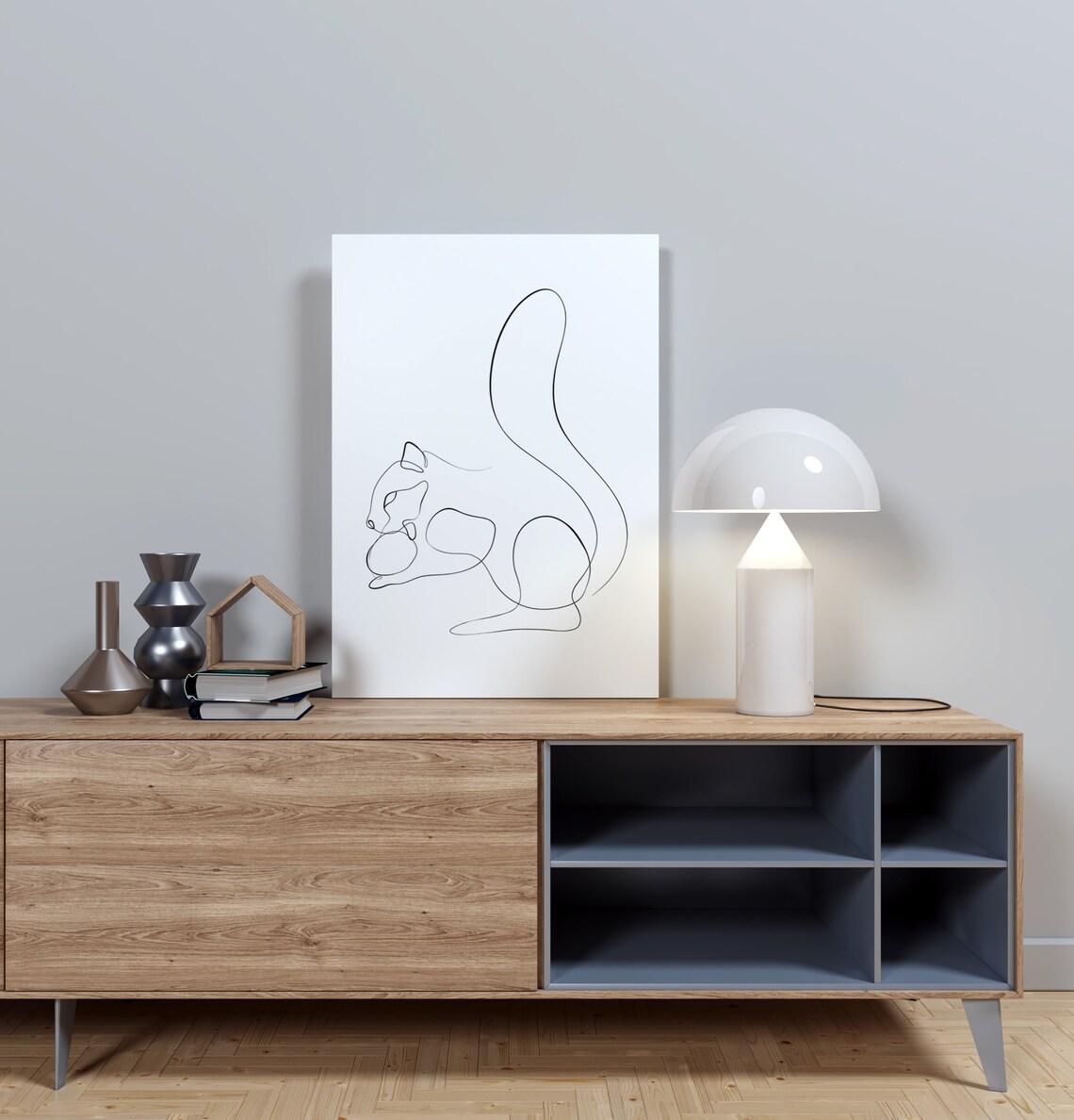Continuous One Line Squirrel Drawing Minimalist Animal Art Print - Image 2