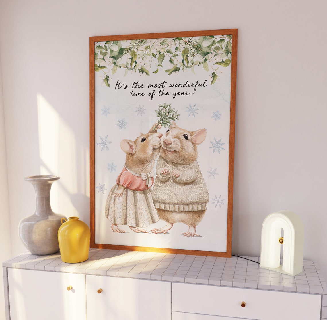 Christmas Art Print Christmas Quote Its The Most Wonderful Time Of The Year Christmas Cozy Winter Art Winter Print - Image 2