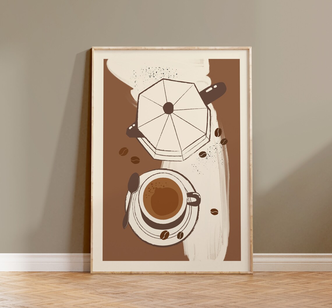 Coffee Artwork Kitchen Poster, Abstract Coffee Art Print