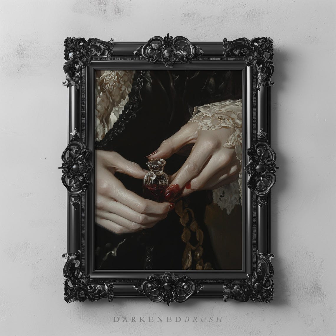 Vampire Hands Blood Vial Dark Victorian Gothic Horror Wall Art