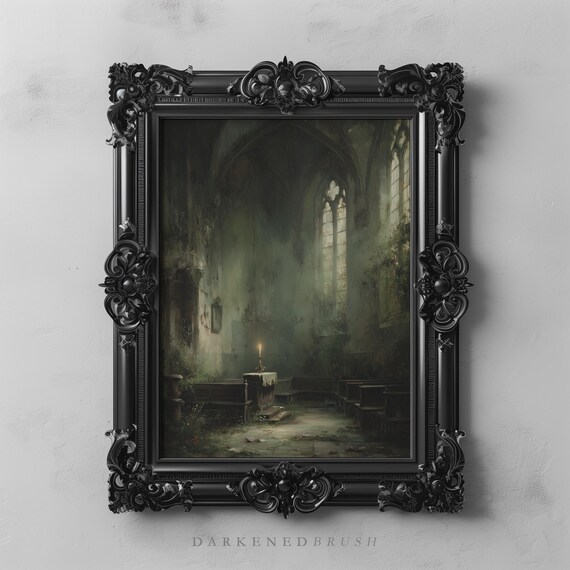 Abandoned Church Vintage Victorian Gothic Altar Wall Art Dark Academia Chapel Decor Haunted Cathedral Spooky