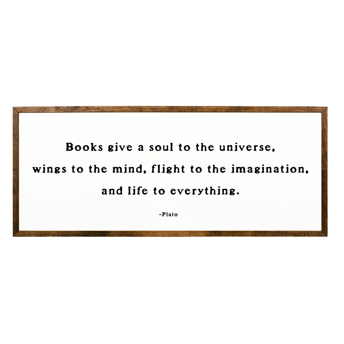 Books Give A Soul To The Universe Plato Reading Quote Wood Sign Wall Art - Image 2