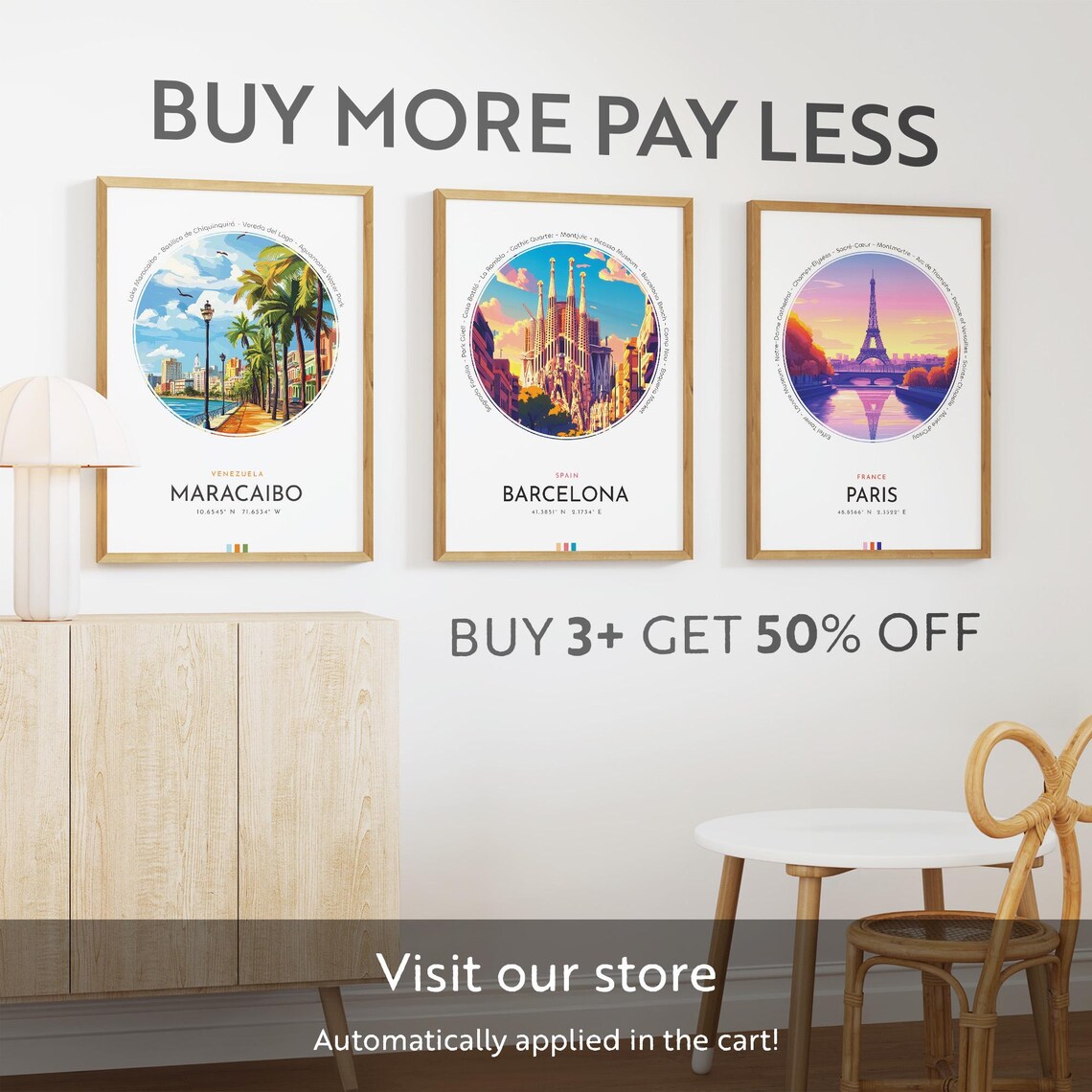 Maracaibo Venezuela Palm Lined Lake Promenade Sunset Travel Poster - Image 3