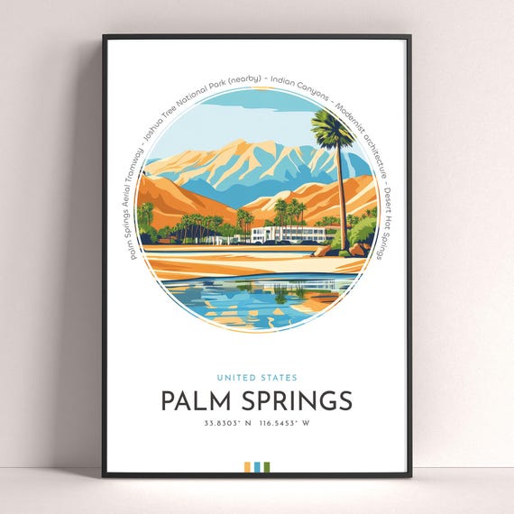 Palm Springs City Poster, United States Travel Print