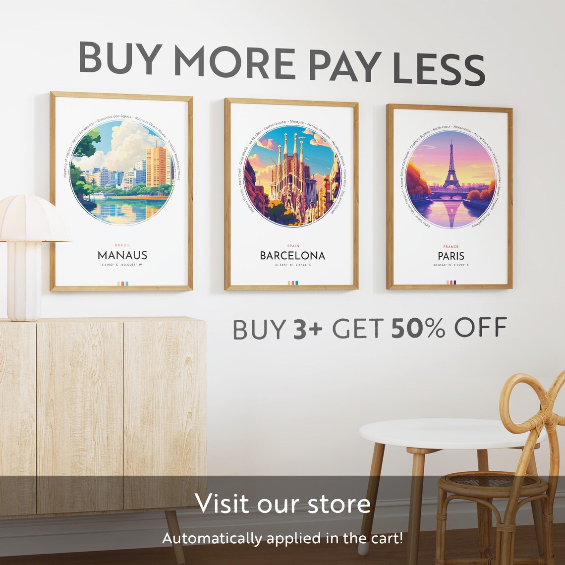 Manaus Brazil Amazon Riverfront City Skyline Sunset Travel Poster - Image 2