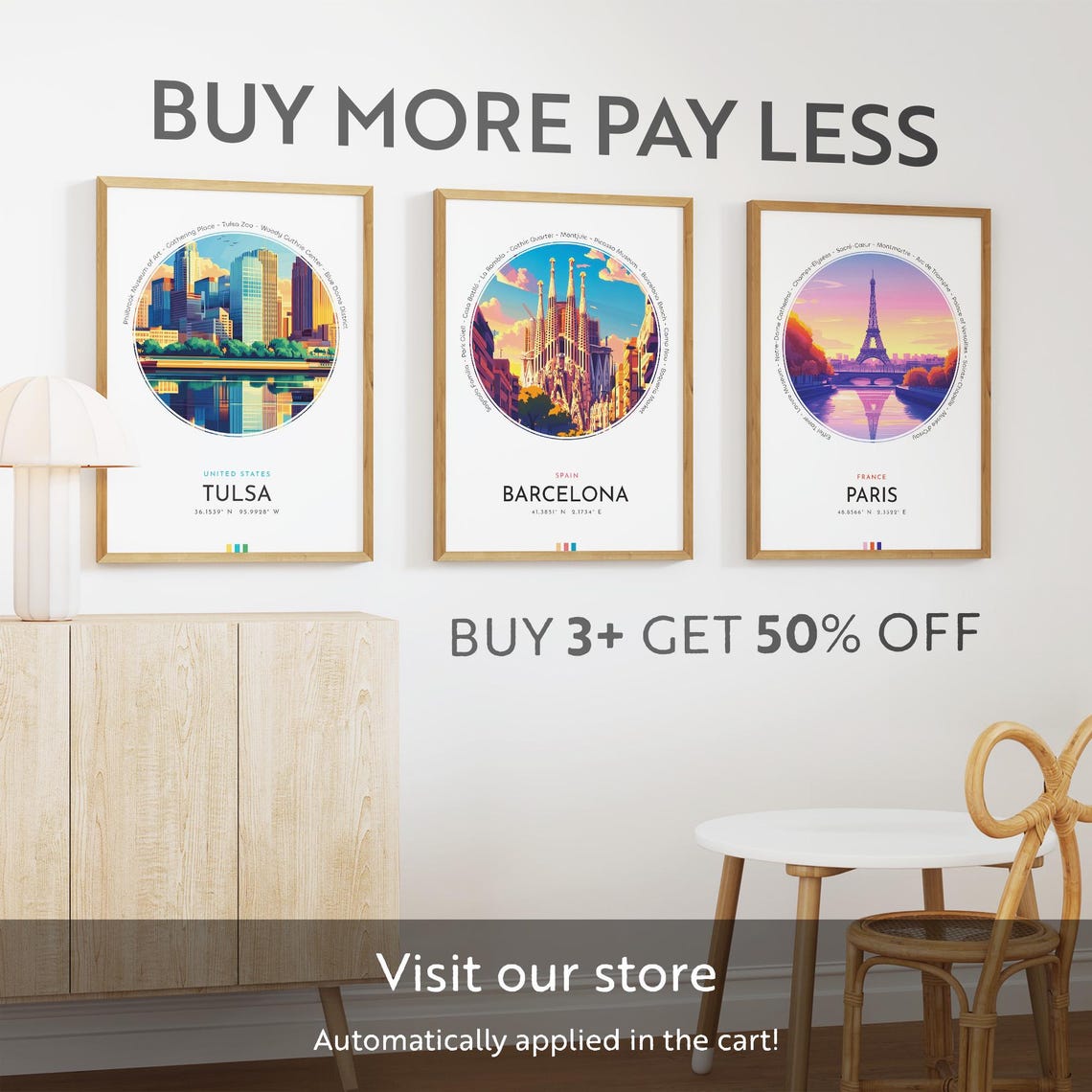 Tulsa City Poster United States Travel Print Wall Art Travel Gift Landscape City Art Wall Decor Birthday Gift - Image 3