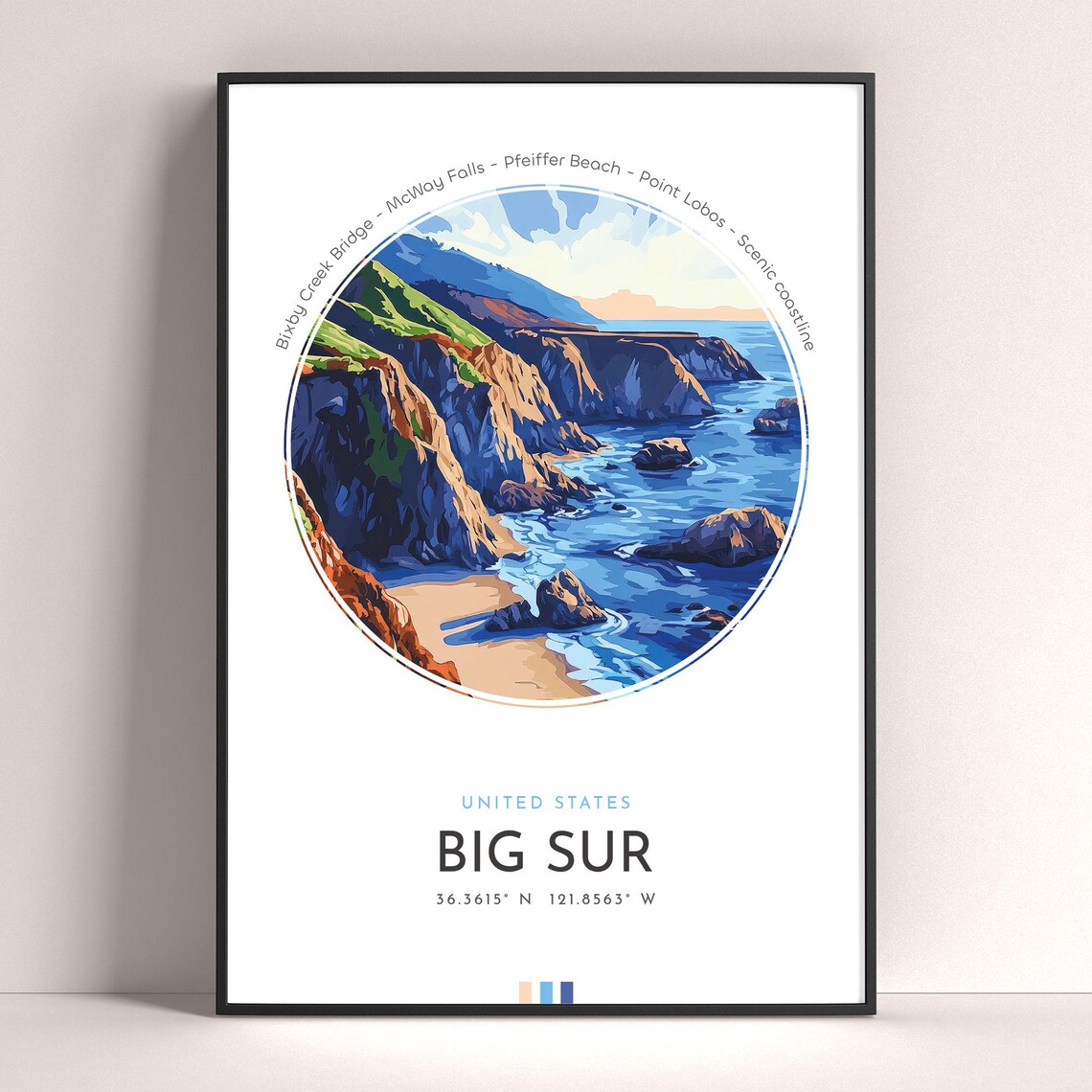 Big Sur California Coastal Cliffs Ocean Sunset Travel Poster