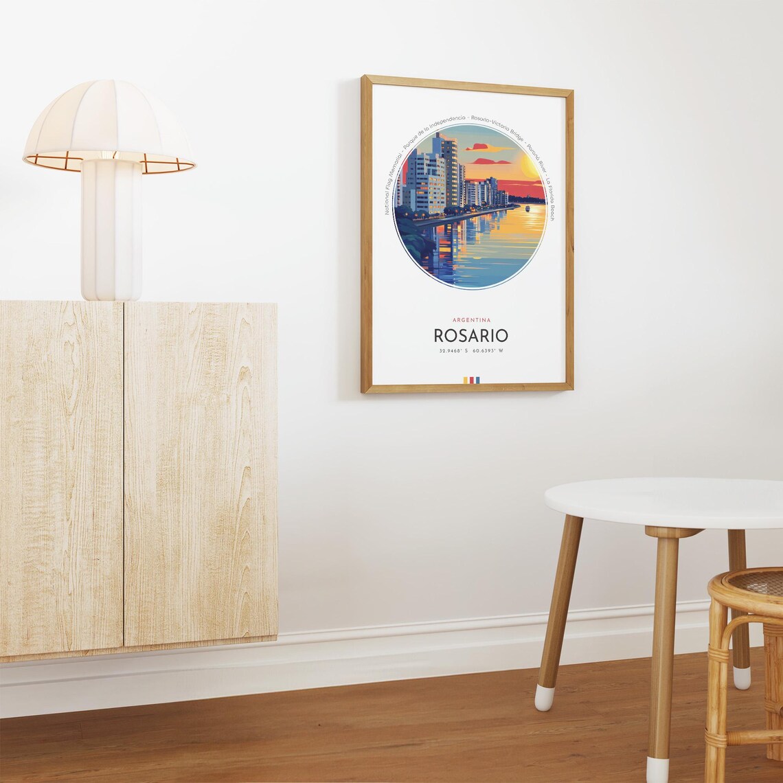 Rosario Argentina Sunset Riverfront City Skyline Travel Poster - Image 3