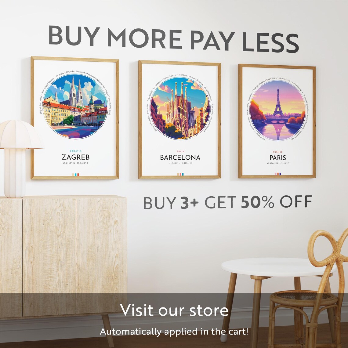 Zagreb Croatia Cathedral Square Twin Spires Vintage Travel Poster - Image 3