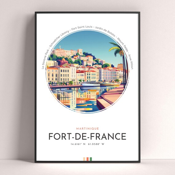 Fort-de-France Martinique Caribbean Waterfront Travel Poster