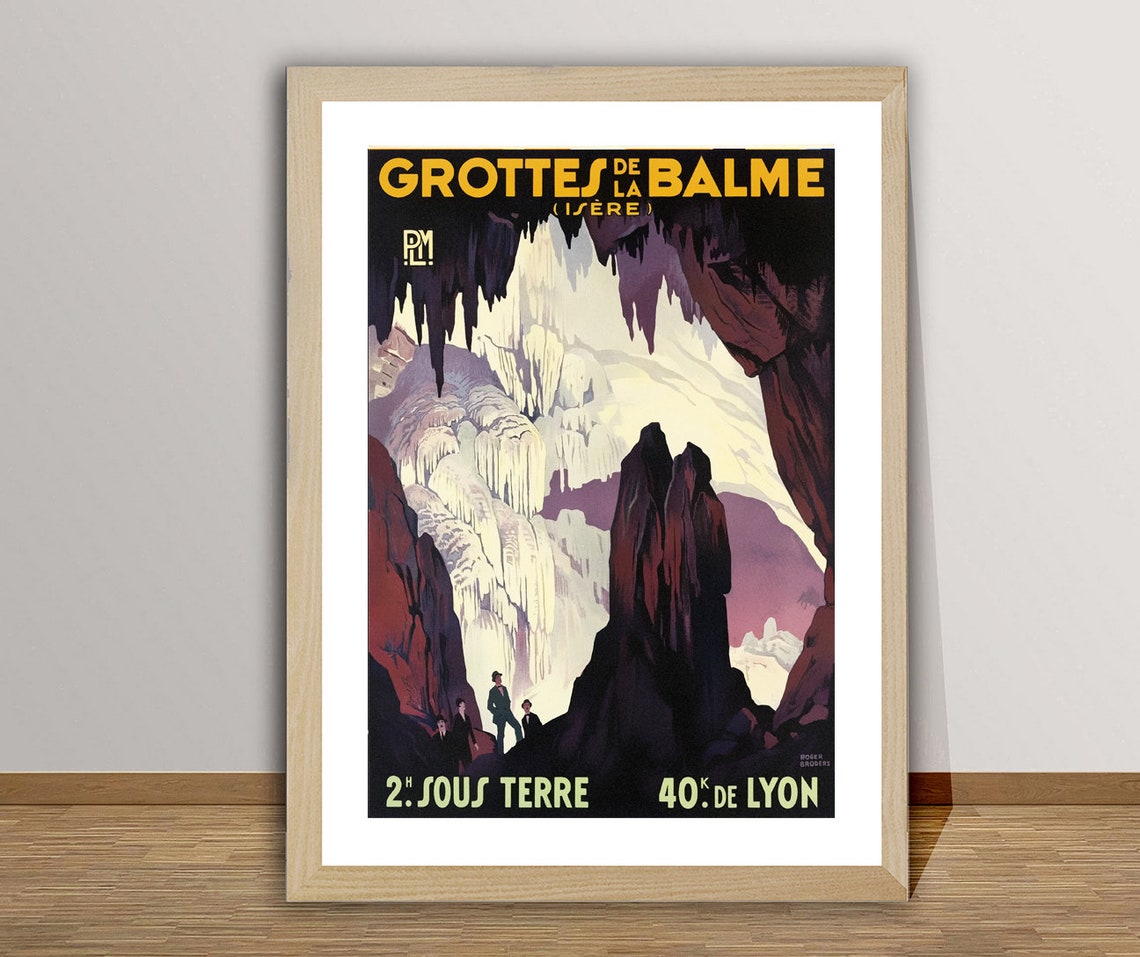Grottes De La Balme France Vintage Travel Poster Travel In France Vintage Art Print Museum Quality Gift Idea Wall Decor