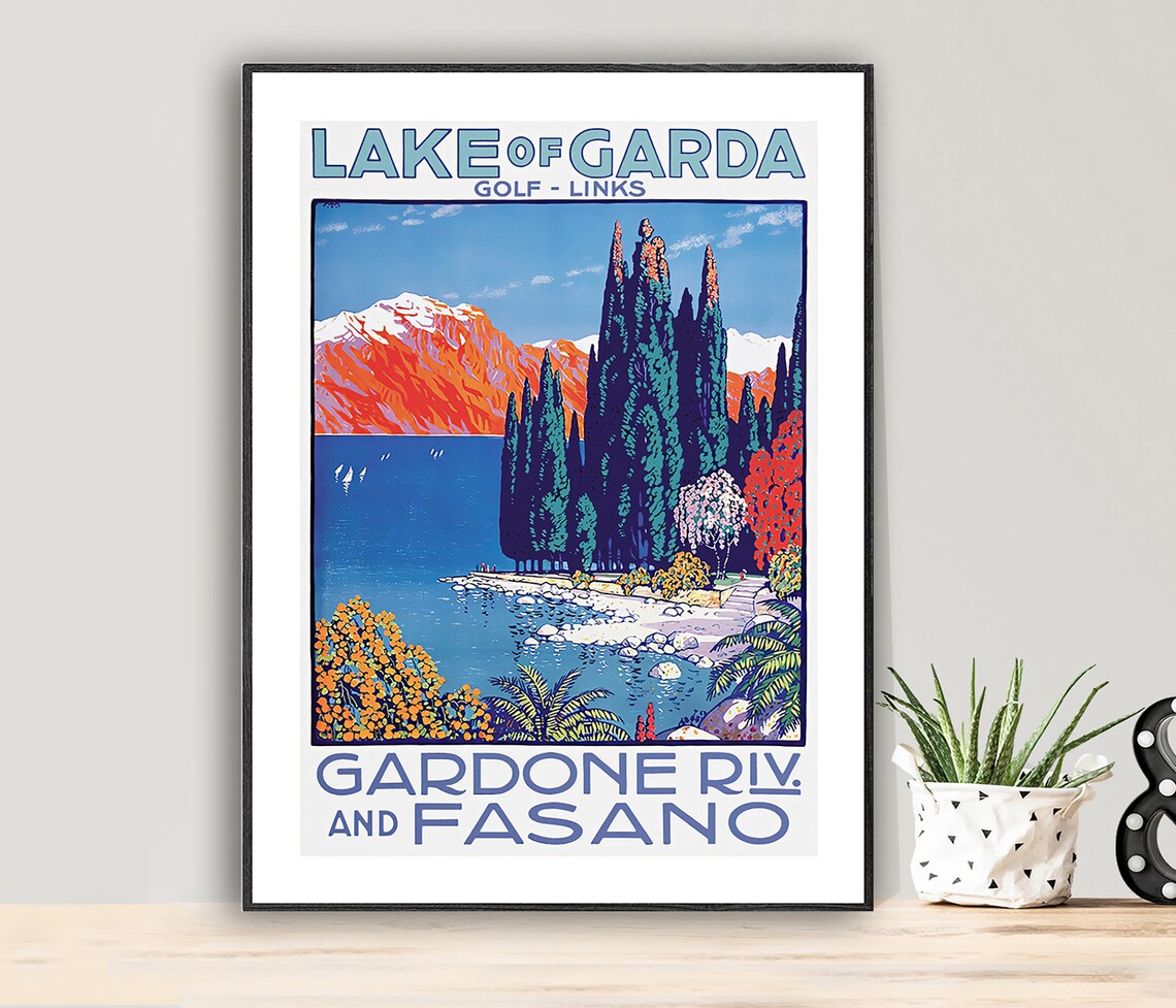 Lake Of Garda Vintage Travel Poster, Italy Landscape