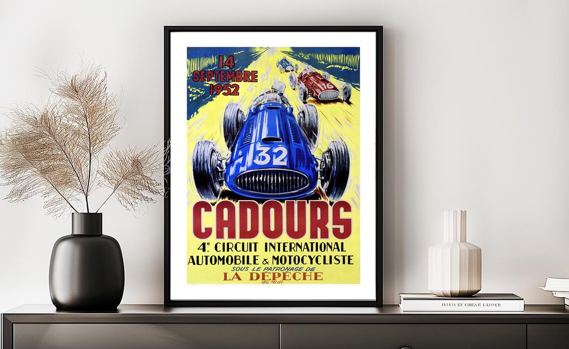 Cadours 1952 Circuit International Vintage Grand Prix Race Poster - Image 2
