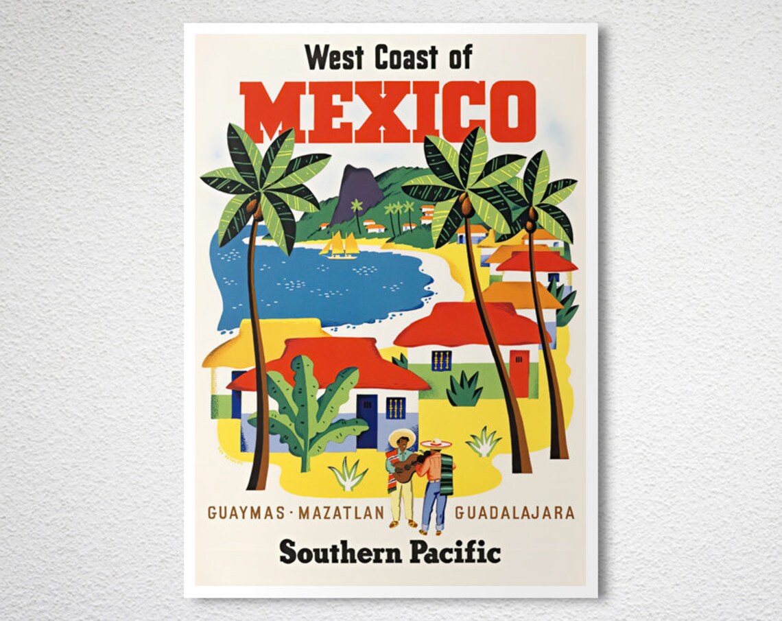 West Coast Of Mexico Vintage Travel Poster, Travel Poster - Image 2