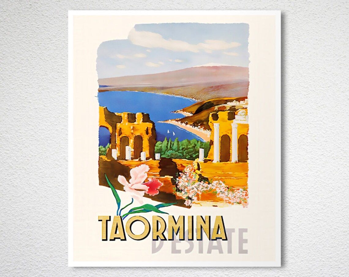 Taormina Sicily Italy Gift Idea Travel Poster - Image 2